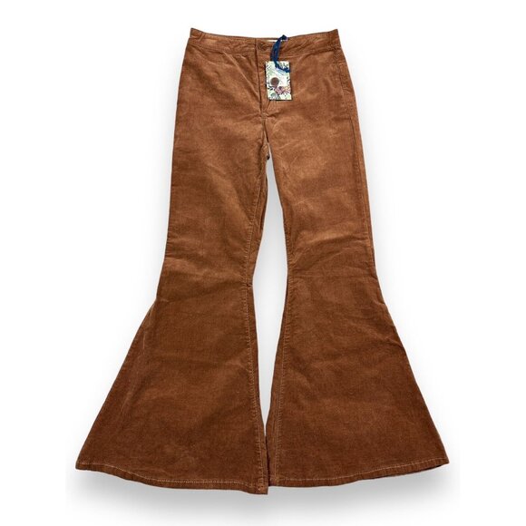 New Chelsea & Violet Buffalo Girl Wide Leg Flare Velvet Brown Corduroy Nwt Sz 28 - Picture 1 of 10